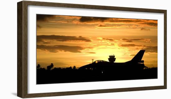 Sunset Landing This Chilean Air Force F-16 Fighting Falcon-Stocktrek Images-Framed Photographic Print