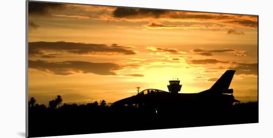 Sunset Landing This Chilean Air Force F-16 Fighting Falcon-Stocktrek Images-Mounted Photographic Print