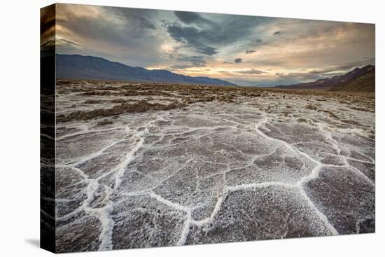 Sunset landscape at Badwater Basin. Death Valley National Park, Inyo County, California, USA.-ClickAlps-Stretched Canvas
