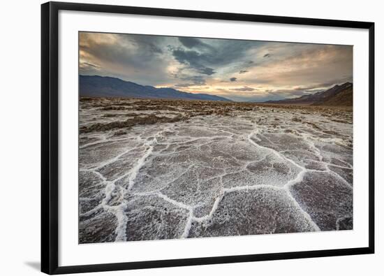 Sunset landscape at Badwater Basin. Death Valley National Park, Inyo County, California, USA.-ClickAlps-Framed Photographic Print