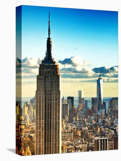 Sunset Landscape of the Empire State Building and One World Trade Center, Manhattan, NYC, Colors-Philippe Hugonnard-Stretched Canvas