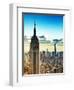 Sunset Landscape of the Empire State Building and One World Trade Center, Manhattan, NYC, Colors-Philippe Hugonnard-Framed Photographic Print