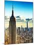 Sunset Landscape of the Empire State Building and One World Trade Center, Manhattan, NYC, Colors-Philippe Hugonnard-Mounted Premium Photographic Print