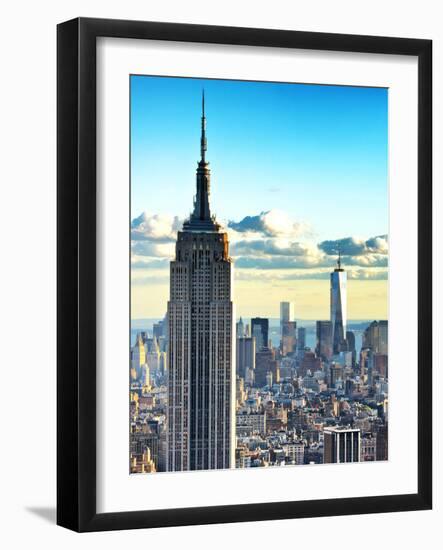 Sunset Landscape of the Empire State Building and One World Trade Center, Manhattan, NYC, US-Philippe Hugonnard-Framed Photographic Print