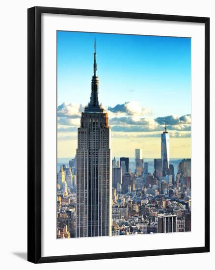 Sunset Landscape of the Empire State Building and One World Trade Center, Manhattan, NYC, US-Philippe Hugonnard-Framed Photographic Print