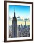 Sunset Landscape of the Empire State Building and One World Trade Center, Manhattan, NYC, US-Philippe Hugonnard-Framed Photographic Print