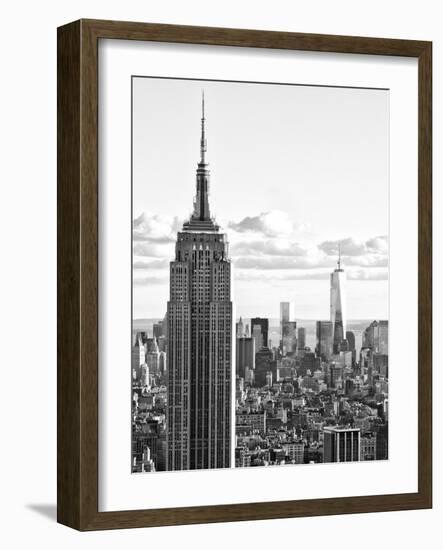 Sunset Landscape of the Empire State Building and One World Trade Center, Manhattan, NYC-Philippe Hugonnard-Framed Photographic Print