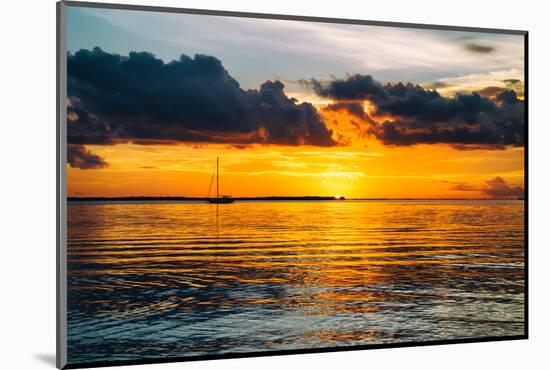 Sunset Landscape with a Yacht - Miami - Florida-Philippe Hugonnard-Mounted Photographic Print