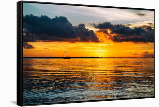 Sunset Landscape with a Yacht - Miami - Florida-Philippe Hugonnard-Framed Stretched Canvas