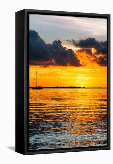 Sunset Landscape with a Yacht - Miami - Florida-Philippe Hugonnard-Framed Stretched Canvas