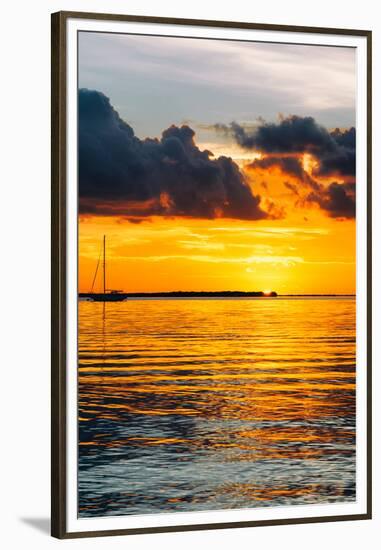 Sunset Landscape with a Yacht - Miami - Florida-Philippe Hugonnard-Framed Premium Photographic Print