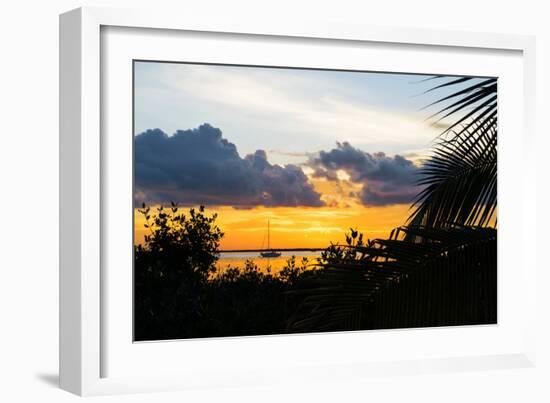 Sunset Landscape with a Yacht - Miami - Florida-Philippe Hugonnard-Framed Photographic Print