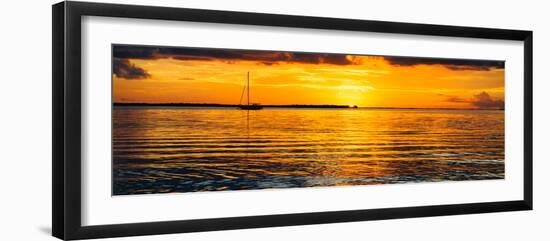 Sunset Landscape with a Yacht - Miami - Florida-Philippe Hugonnard-Framed Photographic Print