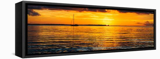 Sunset Landscape with a Yacht - Miami - Florida-Philippe Hugonnard-Framed Stretched Canvas