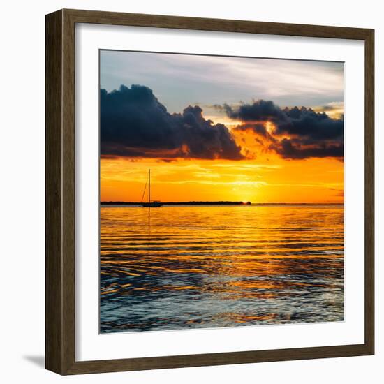 Sunset Landscape with a Yacht - Miami - Florida-Philippe Hugonnard-Framed Photographic Print