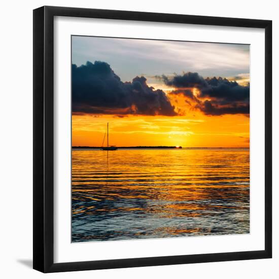 Sunset Landscape with a Yacht - Miami - Florida-Philippe Hugonnard-Framed Photographic Print