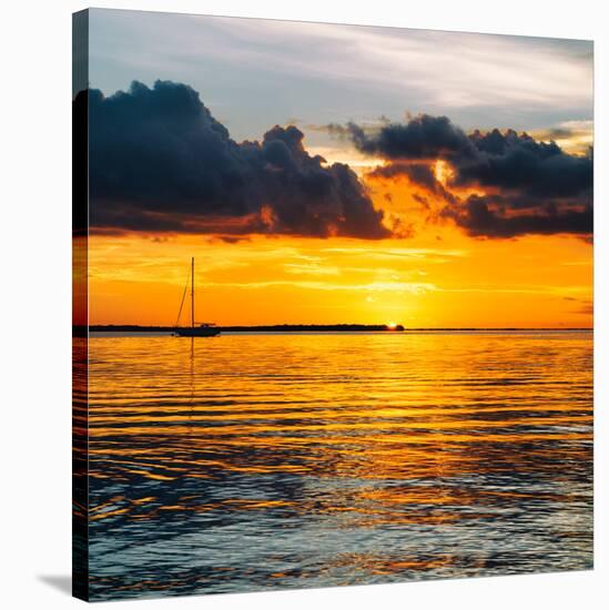 Sunset Landscape with a Yacht - Miami - Florida-Philippe Hugonnard-Stretched Canvas