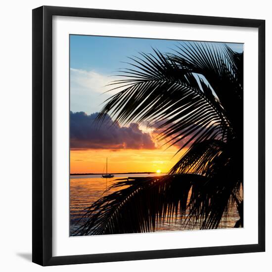 Sunset Landscape with a Yacht - Miami - Florida-Philippe Hugonnard-Framed Photographic Print