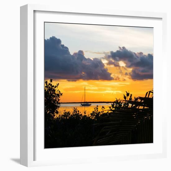 Sunset Landscape with a Yacht - Miami - Florida-Philippe Hugonnard-Framed Photographic Print