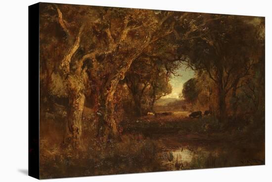 Sunset Landscape with Trees-William Keith-Stretched Canvas