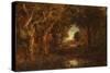 Sunset Landscape with Trees-William Keith-Stretched Canvas