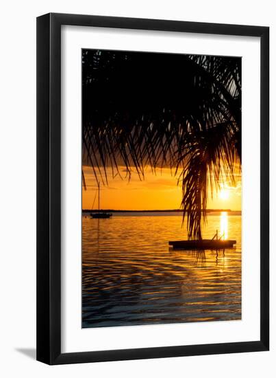 Sunset Landscape with Yacht and Floating Platform - Miami - Florida-Philippe Hugonnard-Framed Photographic Print