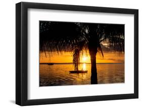 Sunset Landscape with Yacht and Floating Platform - Miami - Florida-Philippe Hugonnard-Framed Photographic Print