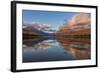 Sunset Light on Autumn Tamarack Trees over Bowman Lake in Glacier National Park, Montana Usa-Chuck Haney-Framed Photographic Print