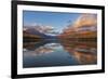 Sunset Light on Autumn Tamarack Trees over Bowman Lake in Glacier National Park, Montana Usa-Chuck Haney-Framed Photographic Print