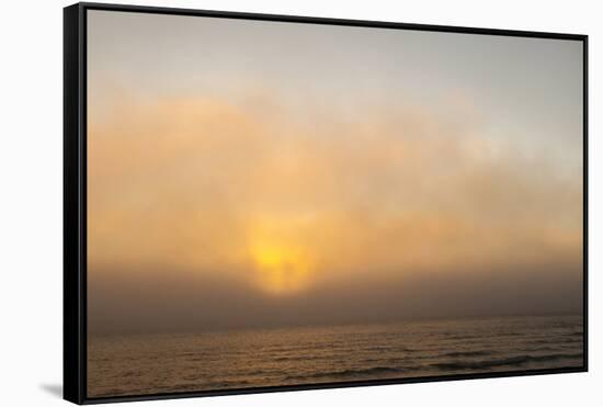 Sunset Light Shining Through Fog Bank of the Florida Coast-James White-Framed Stretched Canvas