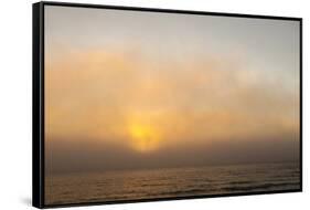 Sunset Light Shining Through Fog Bank of the Florida Coast-James White-Framed Stretched Canvas