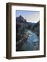 Sunset Lights the Watchman, Virgin River Overlook in Winter, Zion National Park, Utah, Usa-Eleanor Scriven-Framed Photographic Print