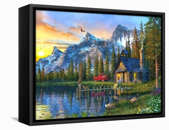 Sunset Log Cabin-Dominic Davison-Framed Stretched Canvas