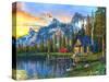 Sunset Log Cabin-Dominic Davison-Stretched Canvas