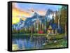 Sunset Log Cabin-Dominic Davison-Framed Stretched Canvas