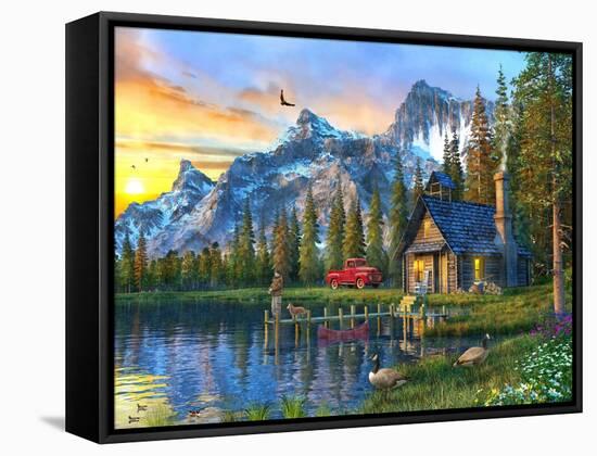 Sunset Log Cabin-Dominic Davison-Framed Stretched Canvas