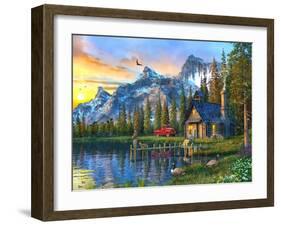 Sunset Log Cabin-Dominic Davison-Framed Art Print