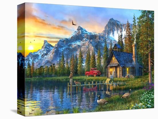 Sunset Log Cabin-Dominic Davison-Stretched Canvas