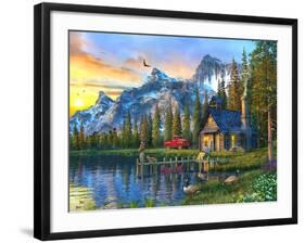 Sunset Log Cabin-Dominic Davison-Framed Art Print