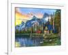 Sunset Log Cabin-Dominic Davison-Framed Art Print