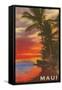 Sunset, Maui, Hawaii-null-Framed Stretched Canvas