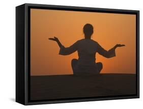 Sunset Meditation in the Desert, Abu Dhabi, United Arab Emirates, Middle East-null-Framed Stretched Canvas