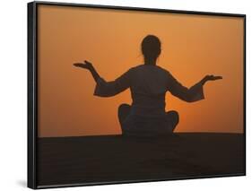 Sunset Meditation in the Desert, Abu Dhabi, United Arab Emirates, Middle East-null-Framed Photographic Print