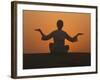 Sunset Meditation in the Desert, Abu Dhabi, United Arab Emirates, Middle East-null-Framed Photographic Print