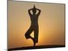 Sunset Meditation in the Desert, Abu Dhabi, United Arab Emirates, Middle East-null-Mounted Photographic Print