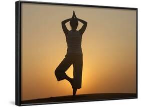 Sunset Meditation in the Desert, Abu Dhabi, United Arab Emirates, Middle East-null-Framed Photographic Print