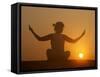 Sunset Meditation in the Desert, Abu Dhabi, United Arab Emirates, Middle East-null-Framed Stretched Canvas