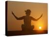 Sunset Meditation in the Desert, Abu Dhabi, United Arab Emirates, Middle East-null-Stretched Canvas