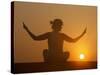 Sunset Meditation in the Desert, Abu Dhabi, United Arab Emirates, Middle East-null-Stretched Canvas