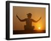 Sunset Meditation in the Desert, Abu Dhabi, United Arab Emirates, Middle East-null-Framed Photographic Print